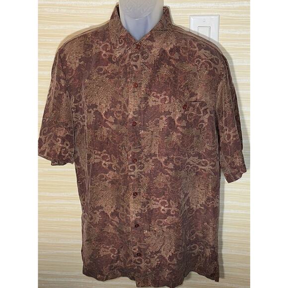 Firethorn Men's Red Muted Hawaiian Silk shirt M 0592 - Picture 2 of 4